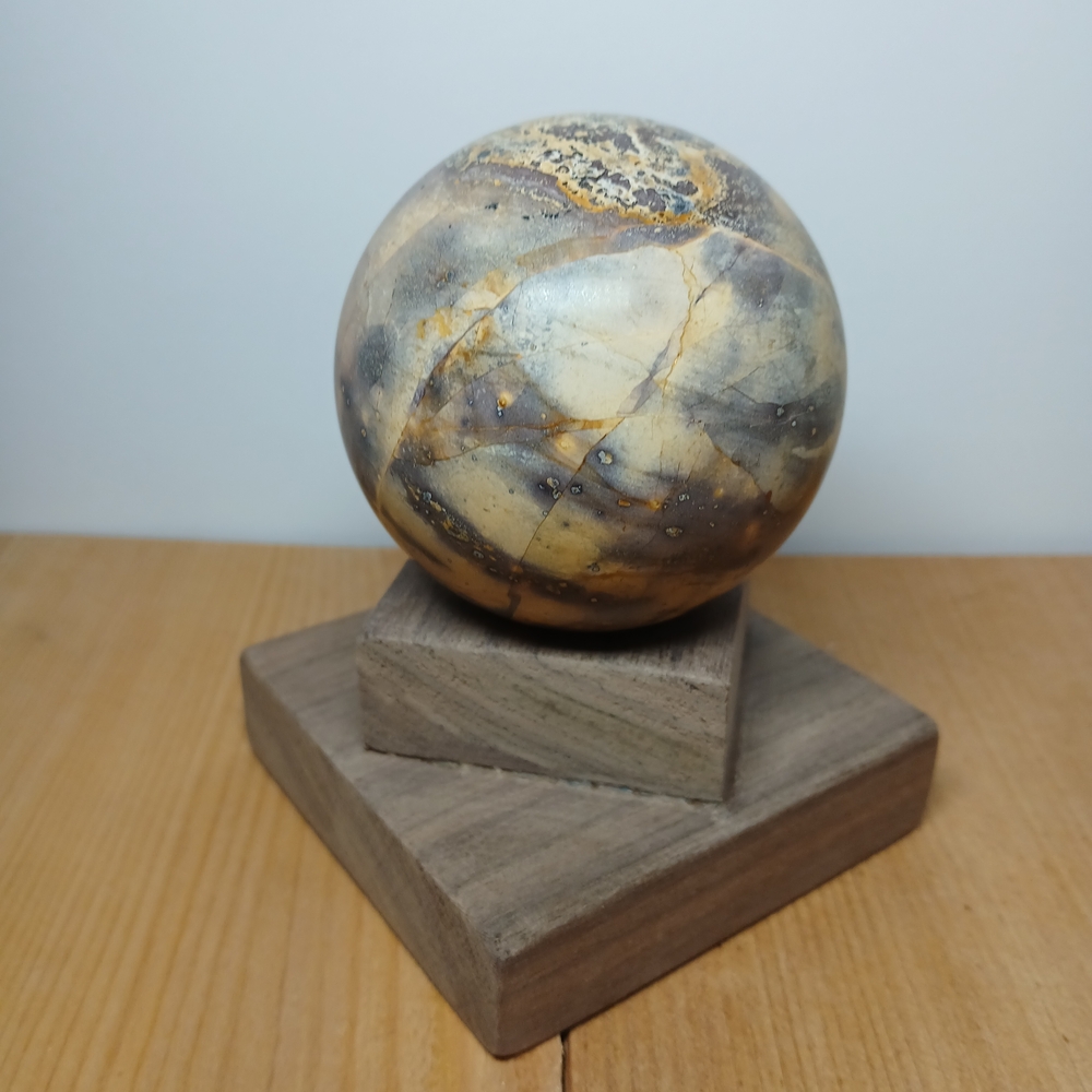 Natural Dendritic Jasper Sphere 407g Landscape Picture Stone Polished Sphere